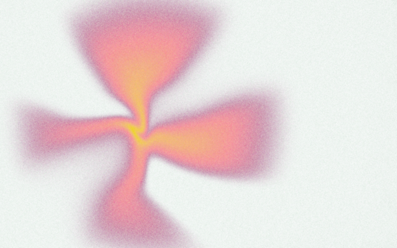 Abstract, radiating, pink and purple forms on a dark green background