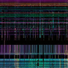 • Abstract glitch static pattern, colorful VHS interference, broken CRT texture, vintage television noise.