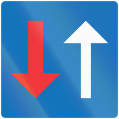 Road sign in Aland, an autonomous region of Finland - Priority over oncoming traffic