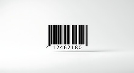 Minimalist Black Barcode with Clear Numbers on White Background in Monochrome Style