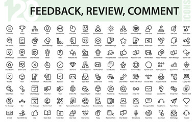 Feedback, Review, Comment icons modern professional line icon set, creative review line collection for minimal communication and interaction concepts