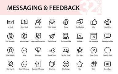 Modern Messaging and Feedback Line Icons collection, unique feedback review outline vector pack for minimal communication and user experience design