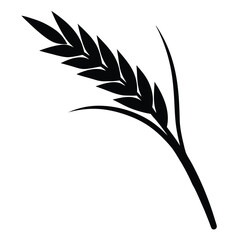 Rice stalk branch silhouette vector illustration