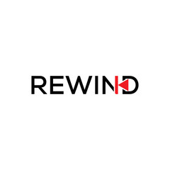 Rewind word design with back arrow on letter N