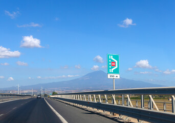 Italian motorway sign SOS 250 meters