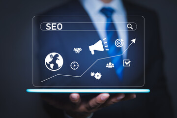 Businessman use SEO tools