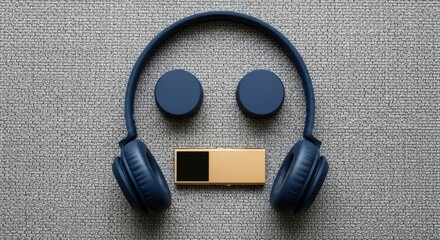 Creative Arrangement of Audio Equipment Forming a Face