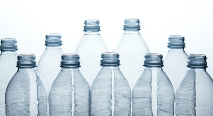 Plastic bottles row with transparent background