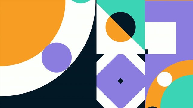 Animated Geometric pattern or background loop. 4K resolution geometric motion design in bright colors. Moving abstract shapes background or pattern.