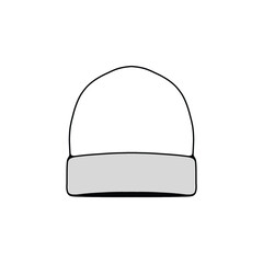 Beanie Hat Vector. Simple Winter Cap Outline Illustration, Minimalist Beanie Clipart. Knit Hat Vector for Fashion Design
