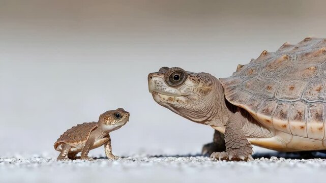 Gen Turbo meets a tiny turtle face to face