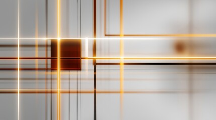 Vertical and Horizontal Lines in Orange, White, and Black over Gradient Background with Blurred Rectangles, conveying Geometric Abstraction, Structure, and Modern Digital Design