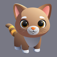 3d cute cartoon illustration, 3D Cute Cat Icon – Playful Kitten, Cartoon Pet, High Resolution Vector Illustration. 
