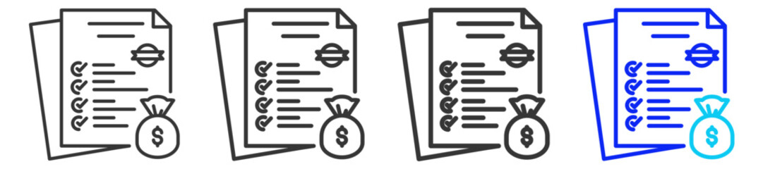 Loan Origination Icon Set Collection in Creative Outline Style for Business Featuring Multiple Thickness Variations Perfect for Fintech Payment Online Finance Apps