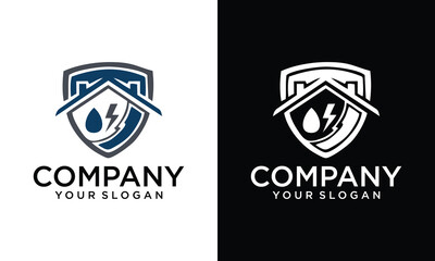 Creative Water, Fire and Mold shield Logo Design