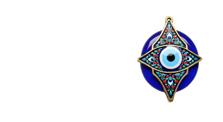 Blue Evil Eye Charm on Black shows intricate detail for jewelry design, spiritual gifts, cultural backgrounds, and talisman displays.
