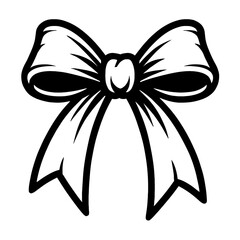 Elegant Black and White Bow Vector Illustration. Classic monochrome ribbon graphic for gift wrapping, festive decorations, holidays, weddings, birthdays, and special events. Versatile clipart for invi
