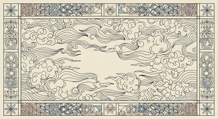 Elegant sky background with decorative border for invitation card design