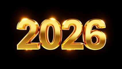 Golden 2026 new year celebration on a black background