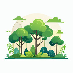 Fototapeta premium Lush Green Forest Landscape Illustration