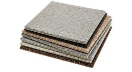 Stacked brown, gray carpet swatches shows textured surface. Excellent for interiors, design mockups, branding, and textures.