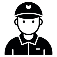 Black and White Icon Depicting a Security Guard or Police Officer