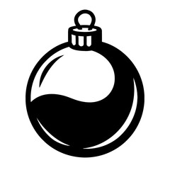 Obraz premium Elegant Black & White Christmas Bauble Icon Vector Illustration: A minimalist holiday ornament featuring a sophisticated reflective swirl design, perfect for festive decorations, seasonal greetings, a