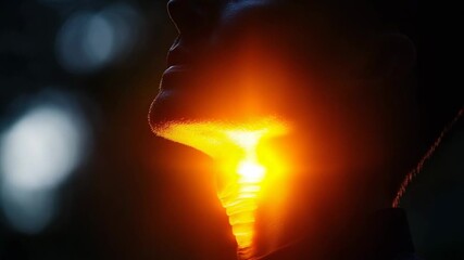 selective focus pulsing light indicating throat pain