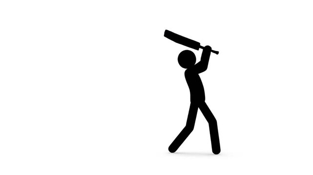 Stick figure cricket action