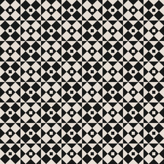 Seamless black and white mid century modern geometric pattern for backgrounds, fabric design, home decor.