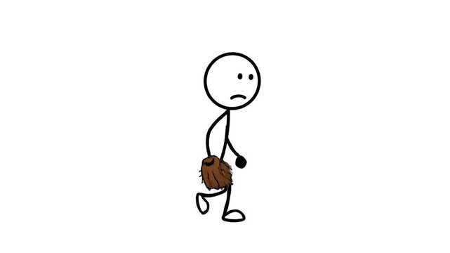 Stick figure holding baseball glove
