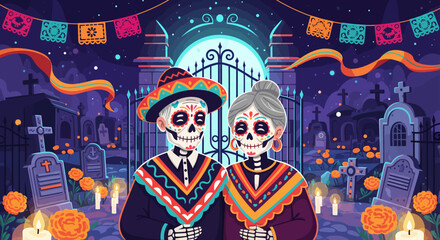 Dia de los Muertos Couple Illustration