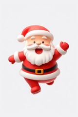 Fototapeta premium Flat lay cute bold illustration of santa running decoration christmas character.