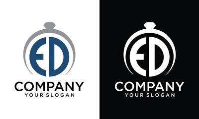 Creative ED letter logo design template elements. Modern abstract digital alphabet letter logo. Vector illustration.