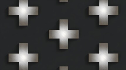 Obraz premium Sleek, monochrome abstract pattern composed of a repeating arrangement of stylized cross shapes in a dark and light, minimalist design.