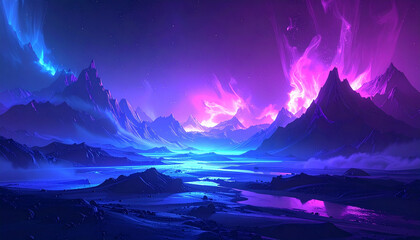 Abstract overlay color blue purple glow gradient background. Ultraviolet glow on a dark abstract background. Empty wallpaper template.