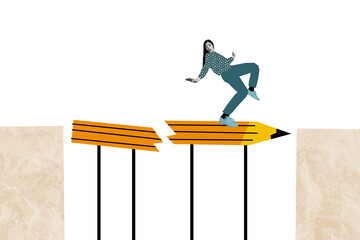 Creative trend collage of broken pencil bridge essay writing blogger writer inspiration muse...
