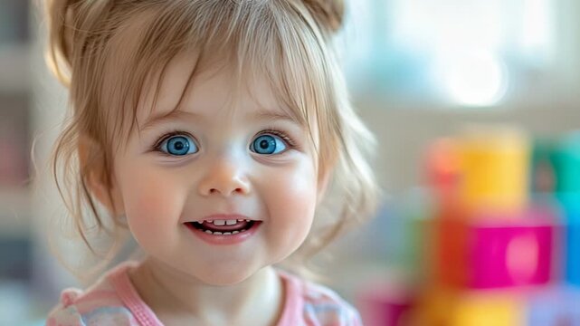 selective focus little child in moment of surprise