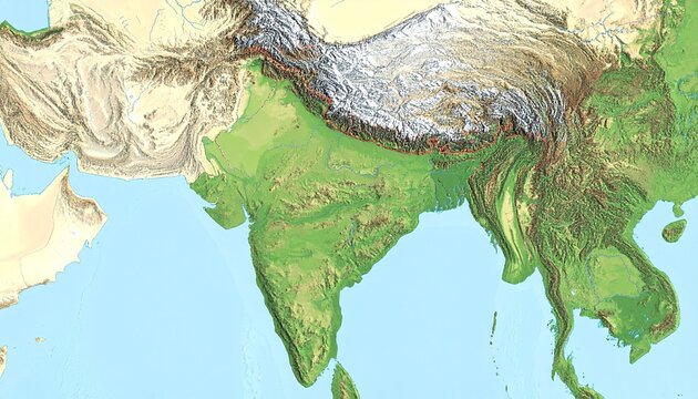 South asia topographic map