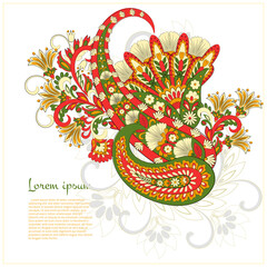 Isolated traditional Asian element Paisley. Traditional colorful paisley vector pattern. Pattern for textile design or fabrics. Fashionable design