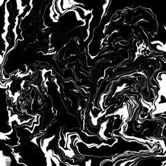 Dynamic black and white abstract liquid marble texture background.