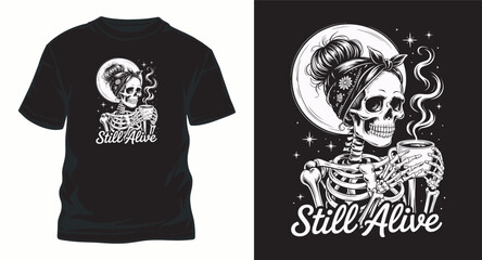 Still Alive Vintage skull head t-shirt design print