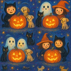 halloween background with pumpkins.Seamless Pattern. for fabric, wrapping, textile, wallpaper, apparel.