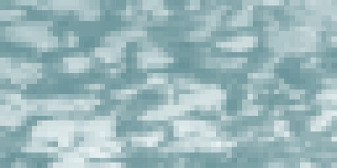 Abstract pixelated mosaic pattern with cool blue and white tones creating a textured, digital, and modern background for design and graphic applications