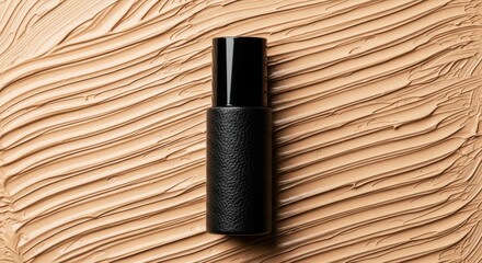 Luxury Foundation Bottle on Textured Makeup Swatch Background