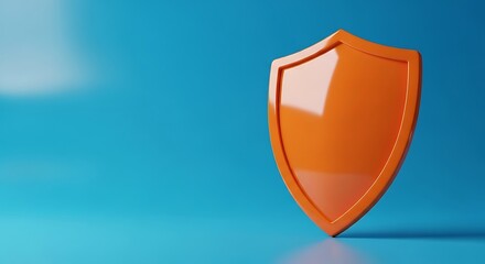 Orange Shield Standing Guard Against Azure a Promise of Safety and Protection Strength in the Digital Realm Standing