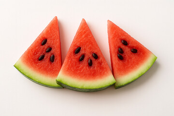 Fresh watermelon slices isolated on white background, summer fruit close-up