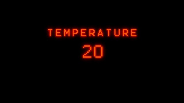 Increasing temperature number animation.  Rising temperature number from 0 to 43.