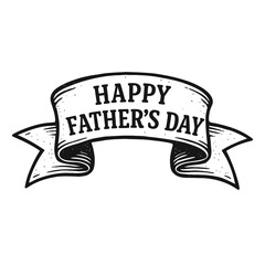 Happy Father's Day Vintage Banner Illustration. Classic black and white graphic to celebrate dads, grandpas, and father figures. Ideal for cards, social media, gifts, and heartfelt appreciation. Expre