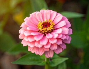 Fototapeta premium Close-up of a vibrant pink zinnia